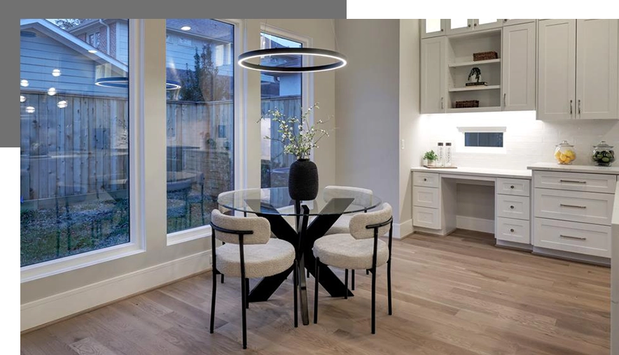 Table with lighting fixture